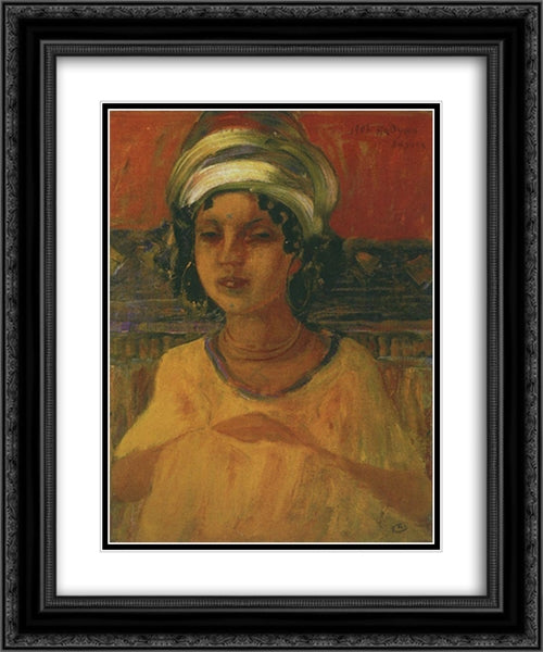 Kadusha 20x24 Black Ornate Wood Framed Art Print Poster with Double Matting by Petrov Vodkin, Kuzma