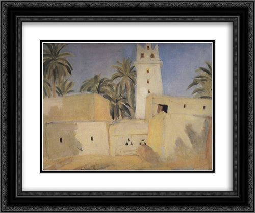 Negro Village 24x20 Black Ornate Wood Framed Art Print Poster with Double Matting by Petrov Vodkin, Kuzma