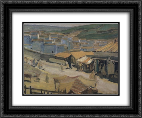 The city of Constantine 24x20 Black Ornate Wood Framed Art Print Poster with Double Matting by Petrov Vodkin, Kuzma