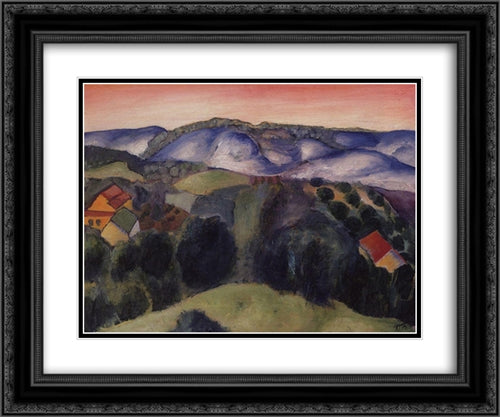 Neighborhoods Khvalynsk 24x20 Black Ornate Wood Framed Art Print Poster with Double Matting by Petrov Vodkin, Kuzma