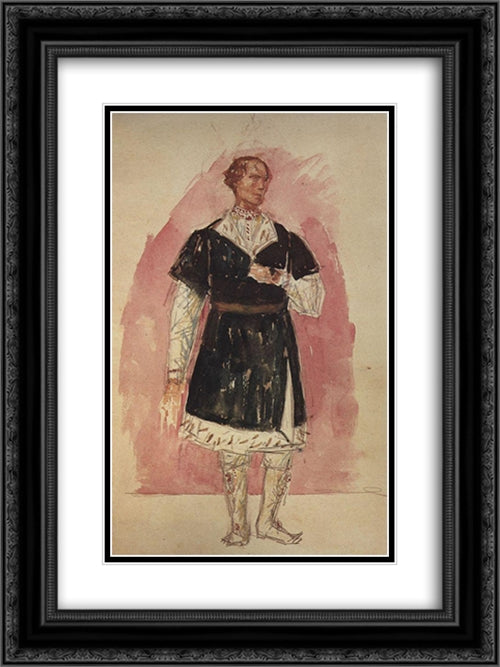 Costume Design for the tragedy of Pushkin's Boris Godunov 18x24 Black Ornate Wood Framed Art Print Poster with Double Matting by Petrov Vodkin, Kuzma