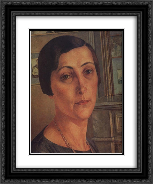 Portrait S.N. Andronikova 20x24 Black Ornate Wood Framed Art Print Poster with Double Matting by Petrov Vodkin, Kuzma