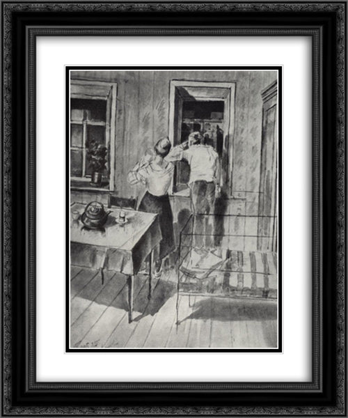 The first sketch for the painting in 1919 20x24 Black Ornate Wood Framed Art Print Poster with Double Matting by Petrov Vodkin, Kuzma