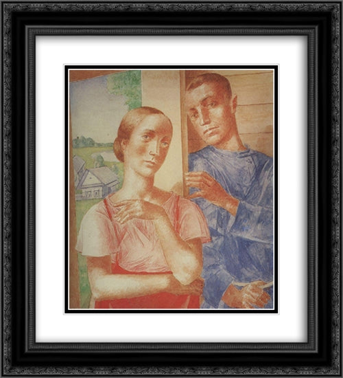 Spring in the Country 20x22 Black Ornate Wood Framed Art Print Poster with Double Matting by Petrov Vodkin, Kuzma