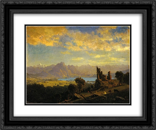 Scene in the Tyrol 24x20 Black Ornate Wood Framed Art Print Poster with Double Matting by Bierstadt, Albert