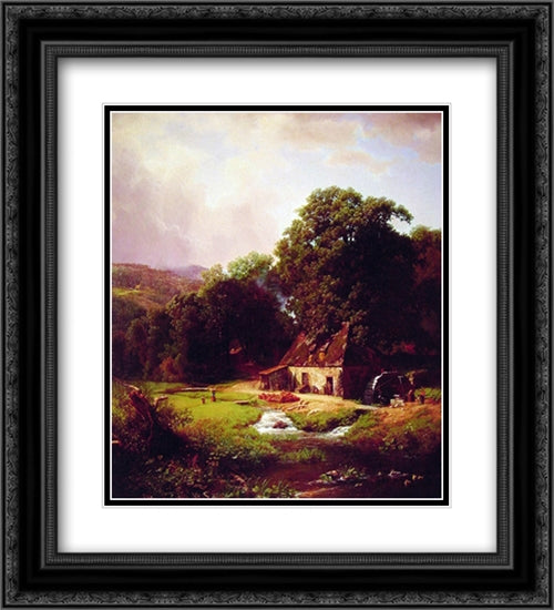 The Old Mill 20x22 Black Ornate Wood Framed Art Print Poster with Double Matting by Bierstadt, Albert