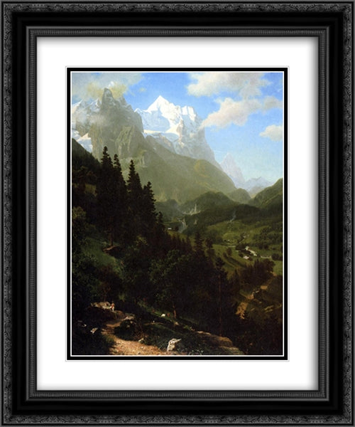 The Wetterhorn 20x24 Black Ornate Wood Framed Art Print Poster with Double Matting by Bierstadt, Albert
