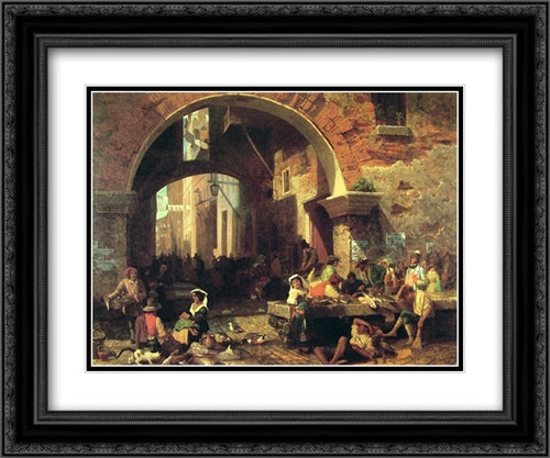 The Arch of Octavius 24x20 Black Ornate Wood Framed Art Print Poster with Double Matting by Bierstadt, Albert