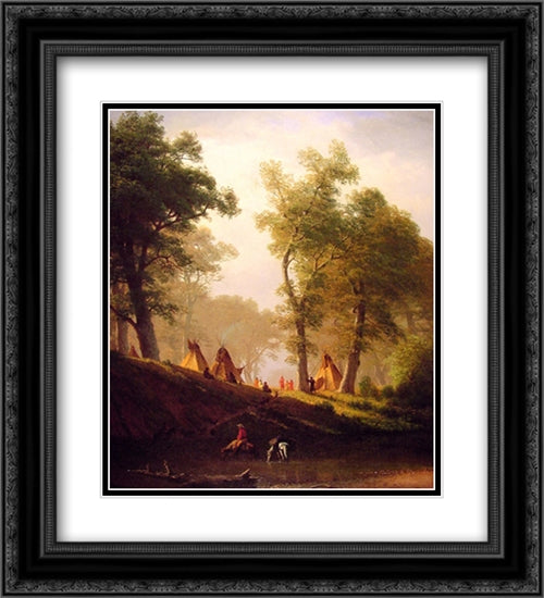 The Wolf River, Kansas 20x22 Black Ornate Wood Framed Art Print Poster with Double Matting by Bierstadt, Albert