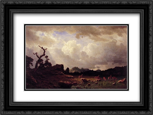 Thunderstorm in the Rocky Mountains 24x18 Black Ornate Wood Framed Art Print Poster with Double Matting by Bierstadt, Albert