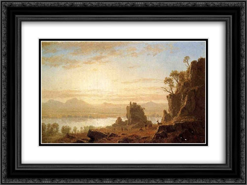 The Columbia River, Oregon 24x18 Black Ornate Wood Framed Art Print Poster with Double Matting by Bierstadt, Albert