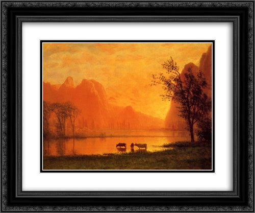 Sundown at Yosemite 24x20 Black Ornate Wood Framed Art Print Poster with Double Matting by Bierstadt, Albert
