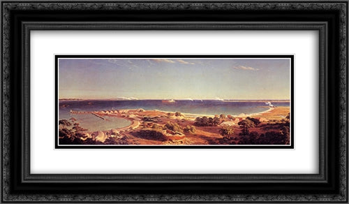 The Bombardment of Fort Sumter 24x14 Black Ornate Wood Framed Art Print Poster with Double Matting by Bierstadt, Albert