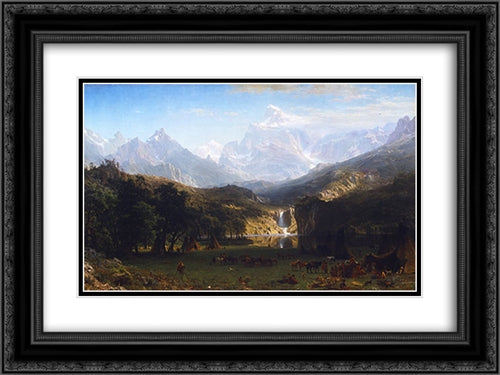 The Rocky Mountains, Lander's Peak 24x18 Black Ornate Wood Framed Art Print Poster with Double Matting by Bierstadt, Albert