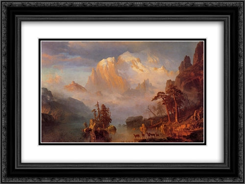 Rocky Mountains 24x18 Black Ornate Wood Framed Art Print Poster with Double Matting by Bierstadt, Albert