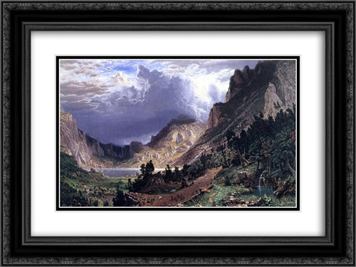 Storm in the Rocky Mountains, Mt. Rosalie 24x18 Black Ornate Wood Framed Art Print Poster with Double Matting by Bierstadt, Albert