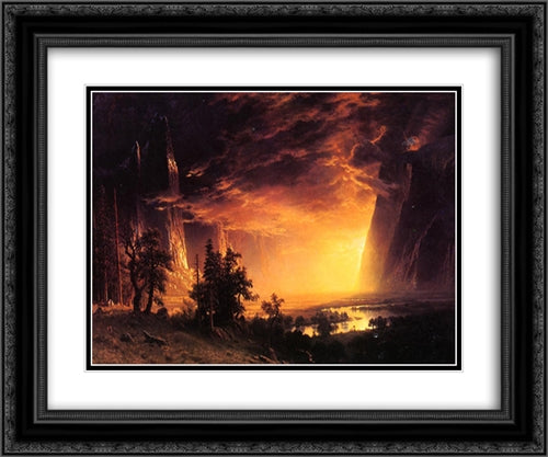 Sunset in the Yosemite Valley 24x20 Black Ornate Wood Framed Art Print Poster with Double Matting by Bierstadt, Albert