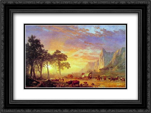 The Oregon Trail 24x18 Black Ornate Wood Framed Art Print Poster with Double Matting by Bierstadt, Albert