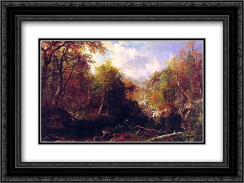 The Emerald Pool 24x18 Black Ornate Wood Framed Art Print Poster with Double Matting by Bierstadt, Albert