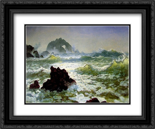 Seal Rock, California 24x20 Black Ornate Wood Framed Art Print Poster with Double Matting by Bierstadt, Albert