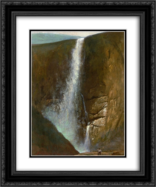The Falls 20x24 Black Ornate Wood Framed Art Print Poster with Double Matting by Bierstadt, Albert