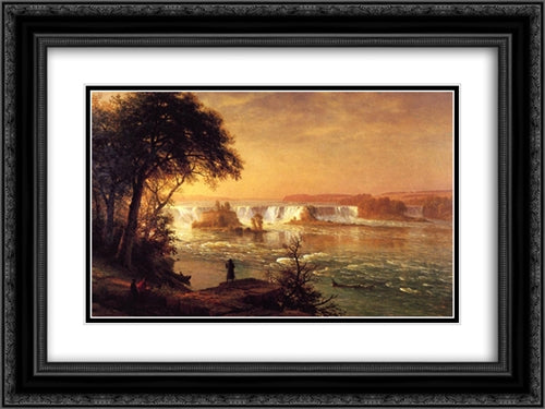The Falls of St. Anthony 24x18 Black Ornate Wood Framed Art Print Poster with Double Matting by Bierstadt, Albert