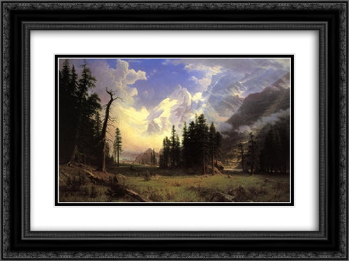 The Morteratsch Glacier, Upper Engadine Valley, Pontresina 24x18 Black Ornate Wood Framed Art Print Poster with Double Matting by Bierstadt, Albert