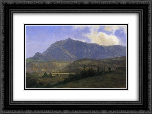 Indian Encampment 24x18 Black Ornate Wood Framed Art Print Poster with Double Matting by Bierstadt, Albert
