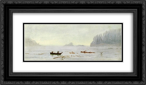 Indian Fisherman 24x14 Black Ornate Wood Framed Art Print Poster with Double Matting by Bierstadt, Albert