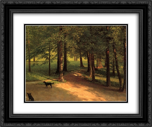 Irvington Woods 24x20 Black Ornate Wood Framed Art Print Poster with Double Matting by Bierstadt, Albert