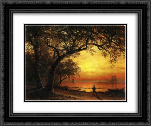 Island of New Providence 24x20 Black Ornate Wood Framed Art Print Poster with Double Matting by Bierstadt, Albert