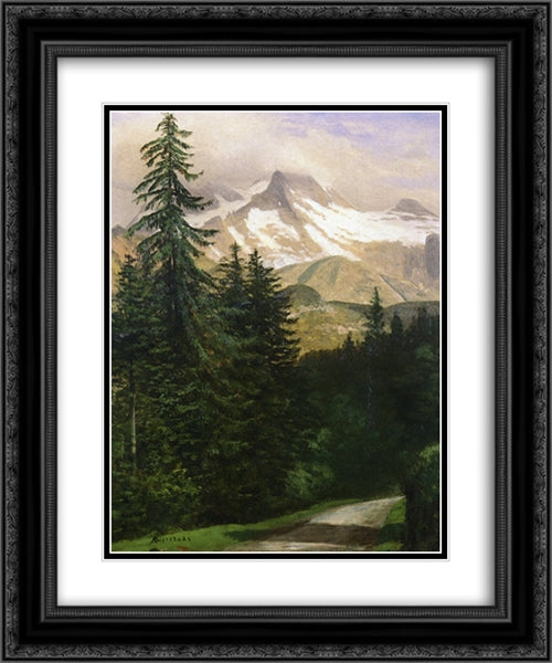 Landscape with Snow Capped Mountains 20x24 Black Ornate Wood Framed Art Print Poster with Double Matting by Bierstadt, Albert