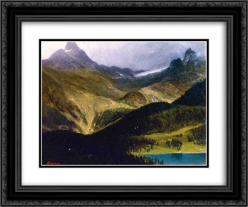 Mountain Landscape 24x20 Black Ornate Wood Framed Art Print Poster with Double Matting by Bierstadt, Albert