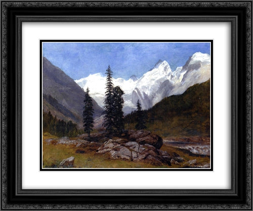 Rocky Mountain 24x20 Black Ornate Wood Framed Art Print Poster with Double Matting by Bierstadt, Albert