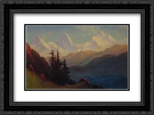 Splendour of the Grand Tetons 24x18 Black Ornate Wood Framed Art Print Poster with Double Matting by Bierstadt, Albert