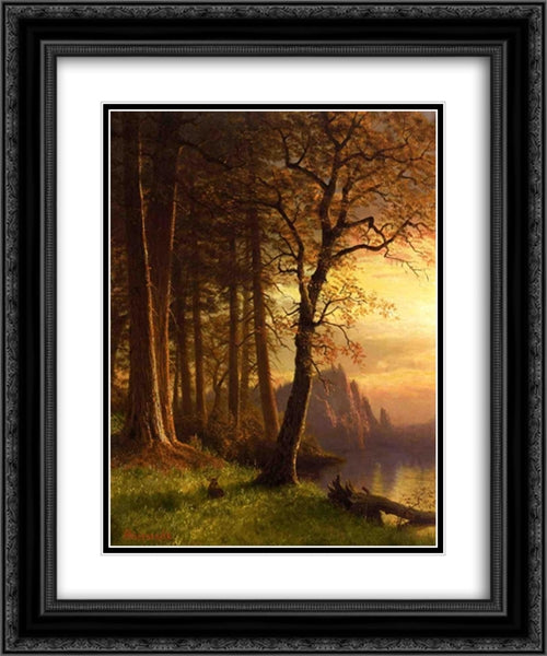 Sunset in California Yosemite 20x24 Black Ornate Wood Framed Art Print Poster with Double Matting by Bierstadt, Albert