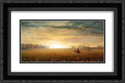 Sunset of the Prairies 24x16 Black Ornate Wood Framed Art Print Poster with Double Matting by Bierstadt, Albert