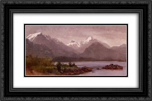 The Grand Tetons, Wyoming 24x16 Black Ornate Wood Framed Art Print Poster with Double Matting by Bierstadt, Albert
