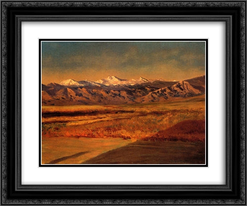 The Grand Tetons, Wyoming 24x20 Black Ornate Wood Framed Art Print Poster with Double Matting by Bierstadt, Albert