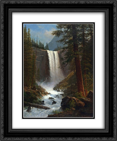 Vernal Falls 20x24 Black Ornate Wood Framed Art Print Poster with Double Matting by Bierstadt, Albert