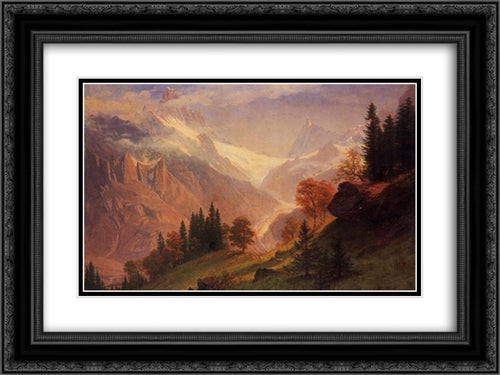 View of the Grunewald 24x18 Black Ornate Wood Framed Art Print Poster with Double Matting by Bierstadt, Albert