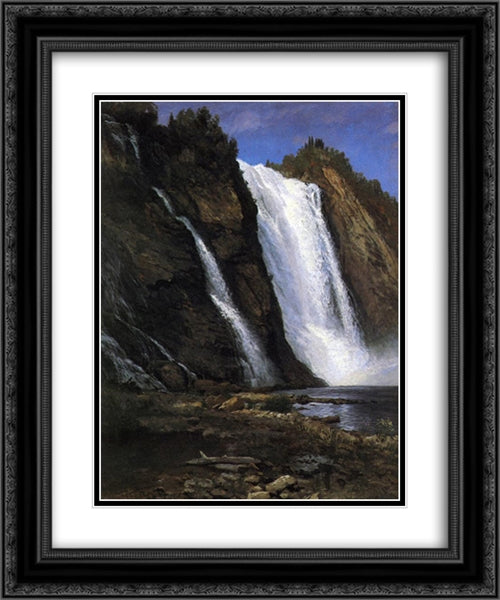 Waterfall 20x24 Black Ornate Wood Framed Art Print Poster with Double Matting by Bierstadt, Albert