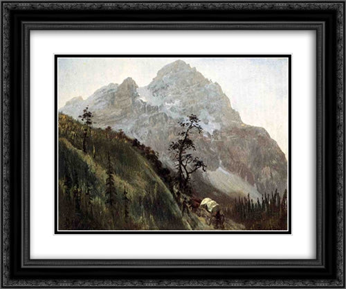 Western Trail, The Rockies 24x20 Black Ornate Wood Framed Art Print Poster with Double Matting by Bierstadt, Albert