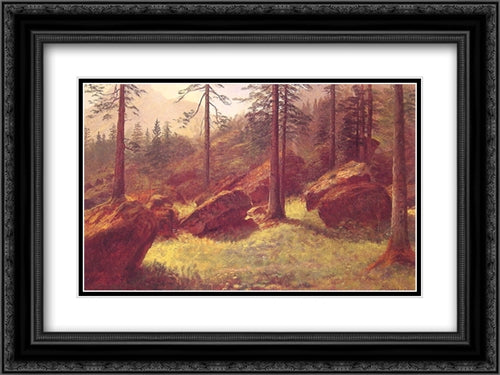 Wooded Landscape 24x18 Black Ornate Wood Framed Art Print Poster with Double Matting by Bierstadt, Albert