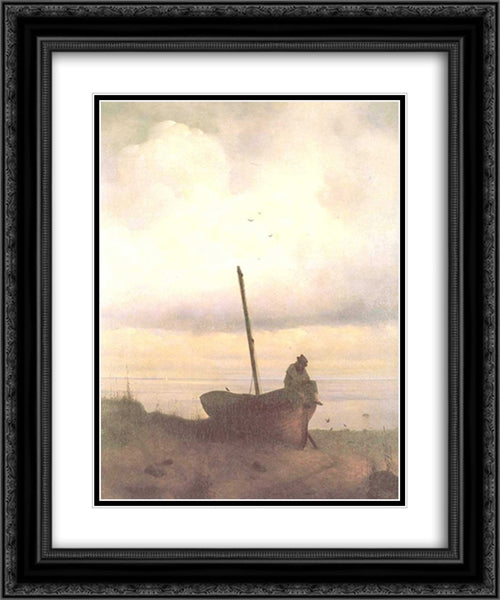 View of the Coast Near St. Petersburg 20x24 Black Ornate Wood Framed Art Print Poster with Double Matting by Aivazovsky, Ivan