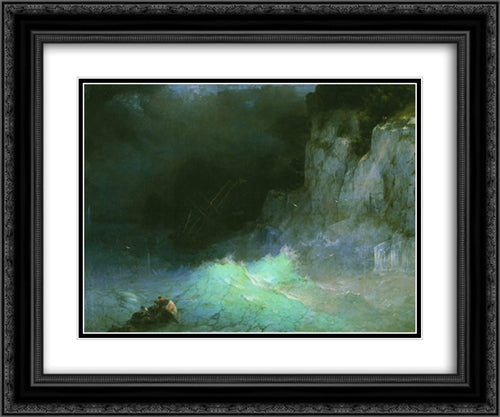 Storm 24x20 Black Ornate Wood Framed Art Print Poster with Double Matting by Aivazovsky, Ivan