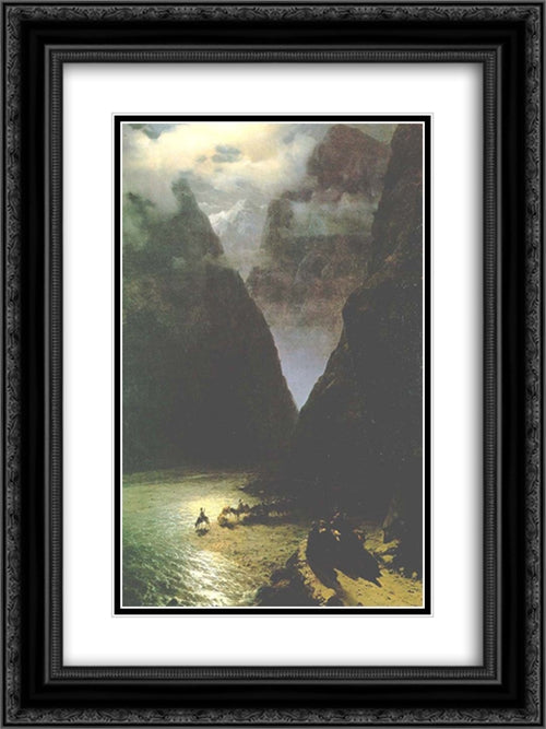 The Daryal canyon 18x24 Black Ornate Wood Framed Art Print Poster with Double Matting by Aivazovsky, Ivan