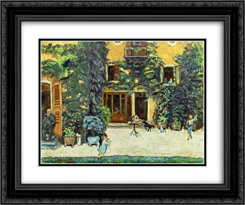 Playing Catch (also known as Children in a Garden) 24x20 Black Ornate Wood Framed Art Print Poster with Double Matting by Bonnard, Pierre