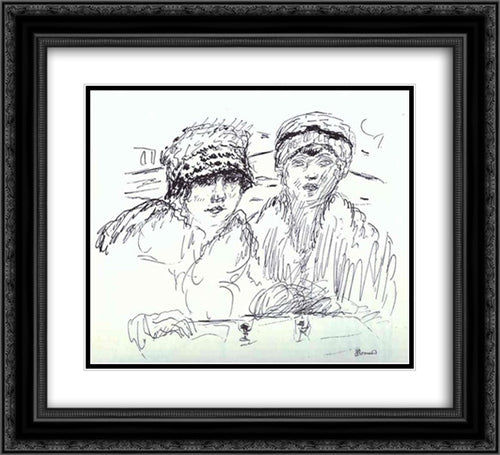 Two Friends 22x20 Black Ornate Wood Framed Art Print Poster with Double Matting by Bonnard, Pierre