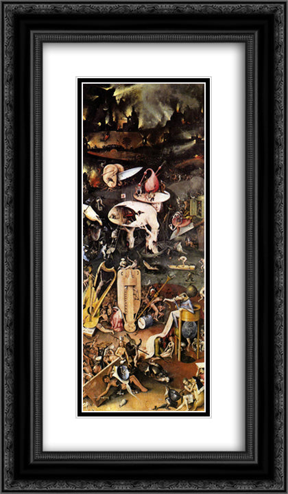 The Garden of Earthly Delights (detail) 14x24 Black Ornate Wood Framed Art Print Poster with Double Matting by Bosch, Hieronymus